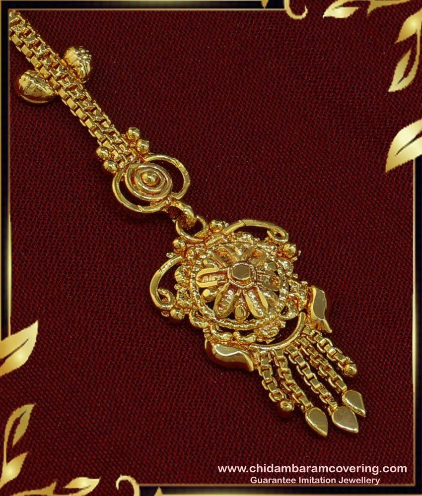 NCT157 - Buy Gold Design Plain Maang Tikka Gold Covering Nethi Chutti Designs Online 