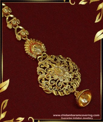 NCT162 - Latest Real Gold North Indian Maang Tikka Design One Gram Gold Jewellery Online 