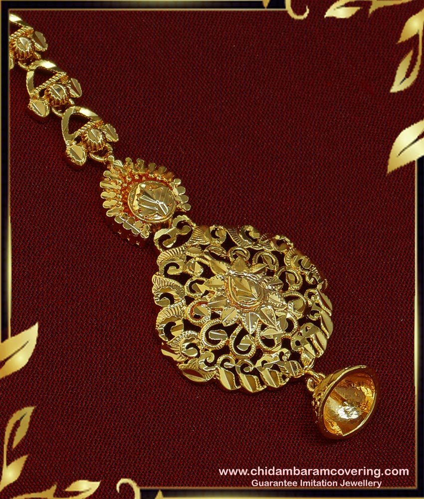 NCT162 - Latest Real Gold North Indian Maang Tikka Design One Gram Gold Jewellery Online 