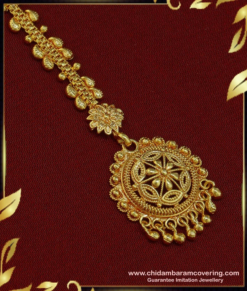 NCT167 - Bridal Maang Tikka Gold Designs Latest One Gram Gold Nethi Chutti Online