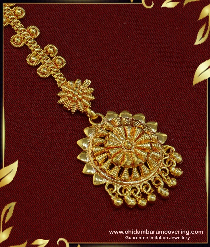 NCT168 - Beautiful Flower Design One Gram Gold Maang Tikka Collections Buy Online 