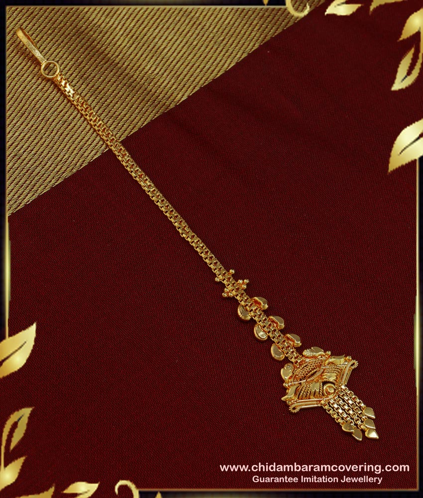 NCT176 - 1 Gram Gold Plain Simple Maang Tikka Gold Design Papidi Billa Buy Online 