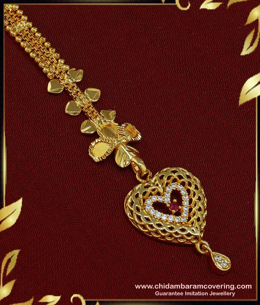 NCT179 - Elegant Look Heart Shape Party Wear Ad Stone Gold Papidi Billa Design Buy Online