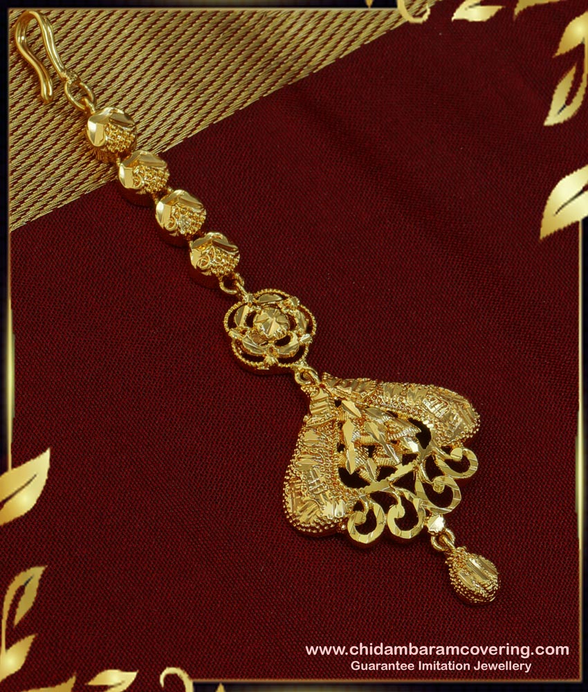 NCT183 - Latest Real Gold Design One Gram Gold Guarantee Short Maang Tikka 