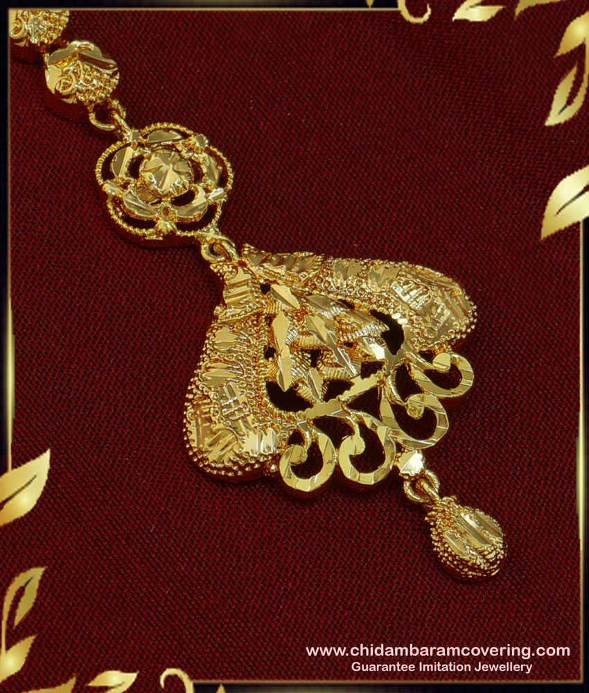 NCT183 - Latest Real Gold Design One Gram Gold Guarantee Short Maang Tikka 
