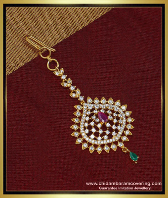 NCT191 - New Model American Diamond First Quality Designer Small Maang Tikka for Wedding