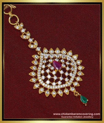 NCT191 - New Model American Diamond First Quality Designer Small Maang Tikka for Wedding