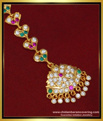NCT193 - Attractive Bridal Wear Impon Muti Stone Maang Tikka Imitation Jewelry Buy Online 