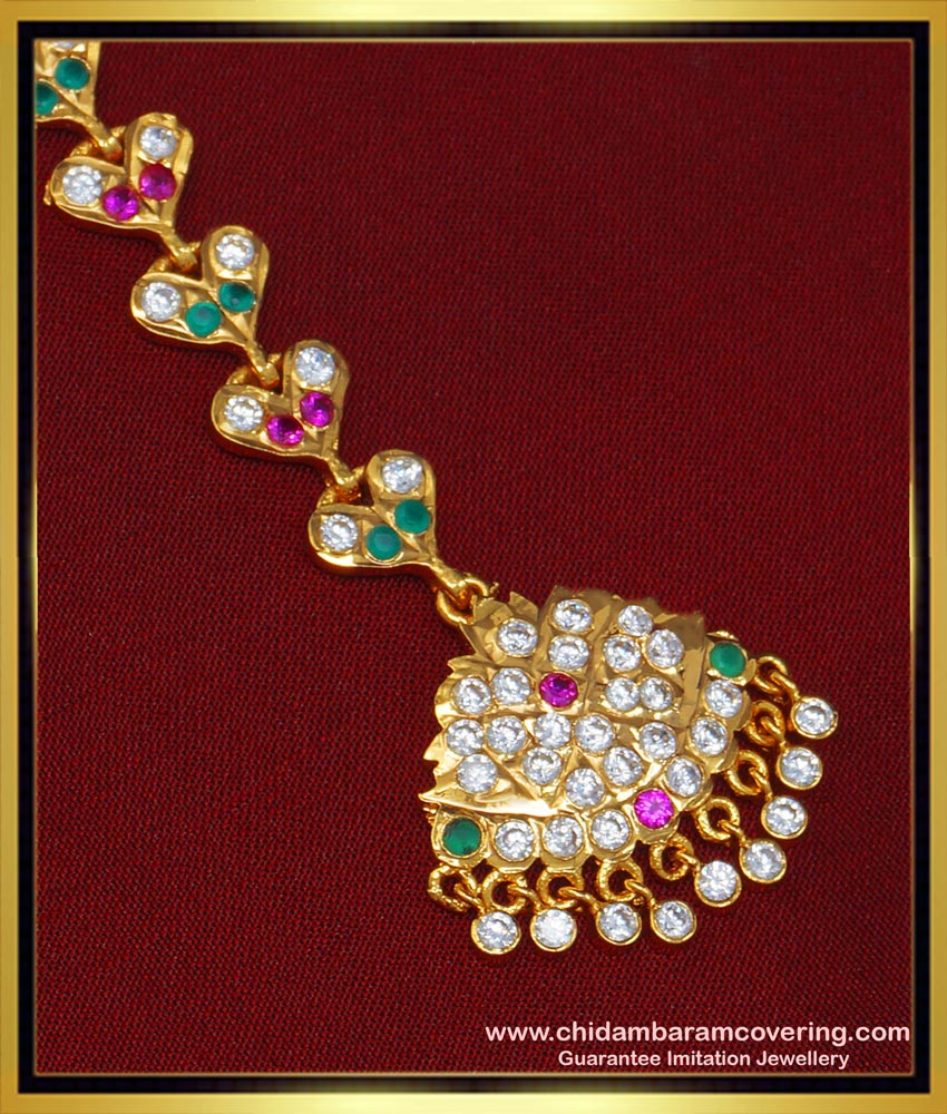NCT193 - Attractive Bridal Wear Impon Muti Stone Maang Tikka Imitation Jewelry Buy Online 