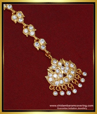 NCT196 - Impon Jewelry South Indian Marriage Pure Gold Plated Maang Tikka Designs Online