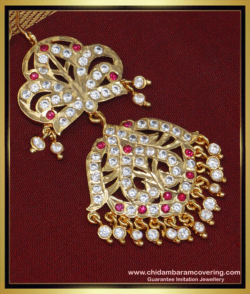 NCT198 - Buy Wedding Maang Tikka Impon Gold Pattern Big Size Punjabi Maang Tikka Designs Online  