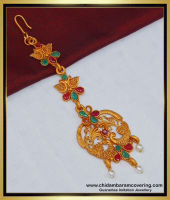 NCT205 - Temple Jewellery Peacock Design Nethichutti Bridal Wear Maang Tikka Designs Online
