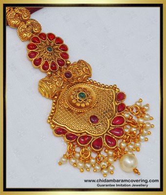 NCT209 - Premium Quality Temple Kemp Stones Nethuchutti Panjabi Big Maang Tikka Online