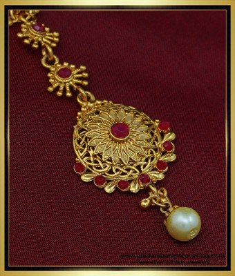NCT210 - Temple Design Nethichutti Ruby Stone Maang Tikka Designs Online