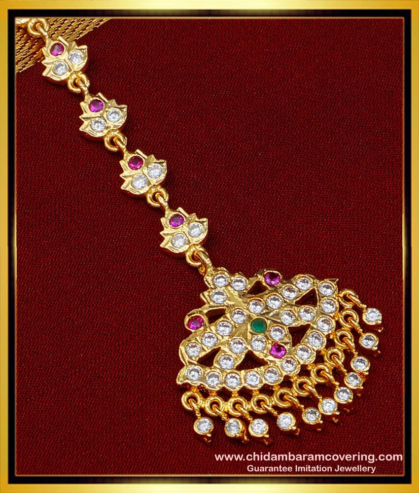 NCT214 - Impon One Gram Stone Nethichutti Bridal Wear Maang Tikka Design