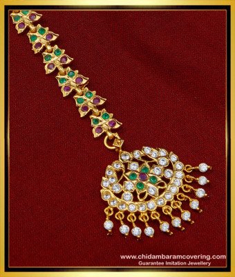 NCT216 - Beautiful Multi Stone Five Metal Maang Tikka Nethichutti for Bride