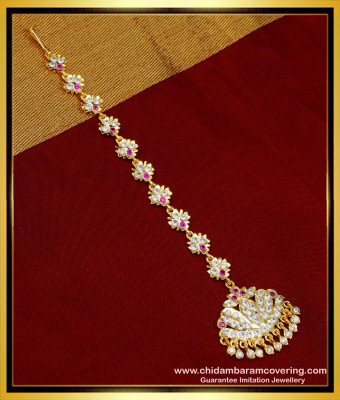 NCT221 - Bridal Nethi Chutti Gold Design One Gram Gold Five Metal Maang Tikka Online