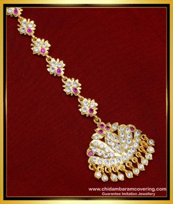 NCT221 - Bridal Nethi Chutti Gold Design One Gram Gold Five Metal Maang Tikka Online
