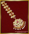 NCT222 - Bridal Wedding Nethi Chutti Gold Design White and Pink Stone 2 Line Impon Maang Tikka Online