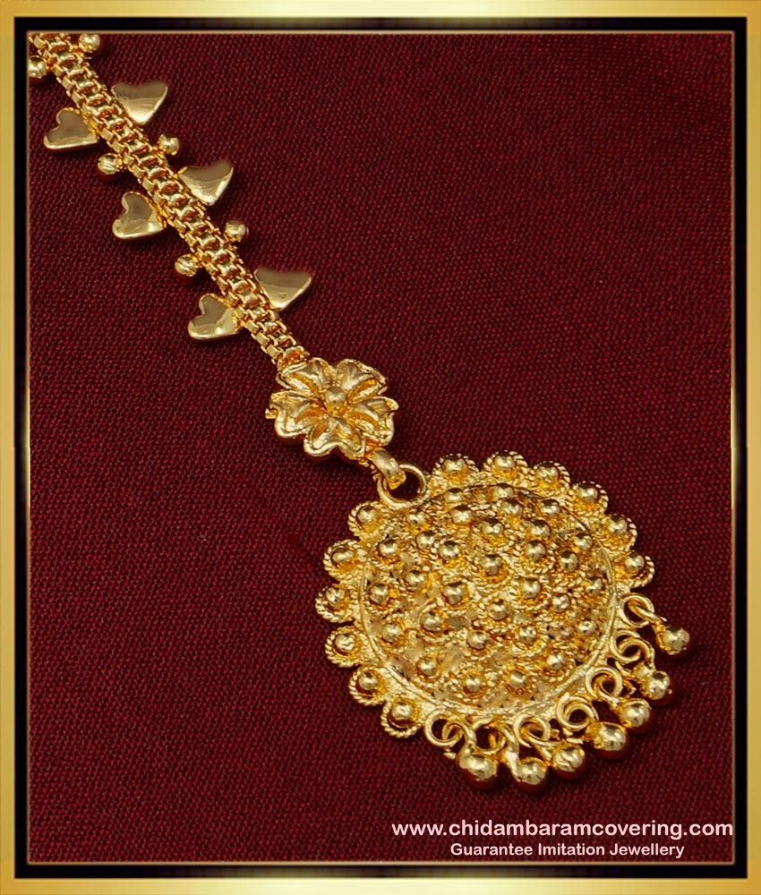 NCT223 - One Gram Gold Plated Light Weight Maang Tikka Design for Women