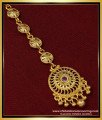 NCT227 - Unique Round Shape Modern Ruby Stone Maang Tikka Bridal Wear Jewellery 