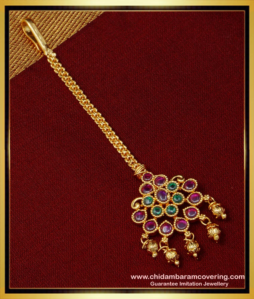 NCT231- Latest Bridal Wear Green and Pink Kemp Stone Bridal Wear Papidi Billa Online 
