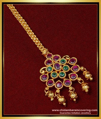 NCT231- Latest Bridal Wear Green and Pink Kemp Stone Bridal Wear Papidi Billa Online 