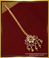 NCT232 - South Indian Bridal Wear Kemp Stone Nethichutti Design 1 Gram Gold Maang Tikka Online
