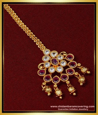 NCT233 - Trendy Kemp Stone Gold Plated Maang Tikka for Women 