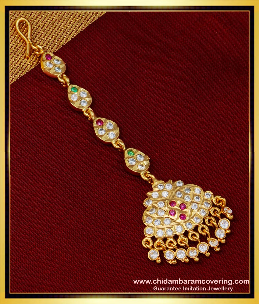 NCT234 - Gold Design Full Stone Impon Nethichutti Design South Indian Bridal Jewellery
