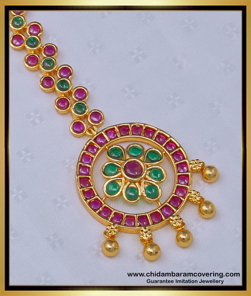 NCT236 - Premium Quality Bridal Wear Kemp Stones Nethuchutti Maang Tikka Online