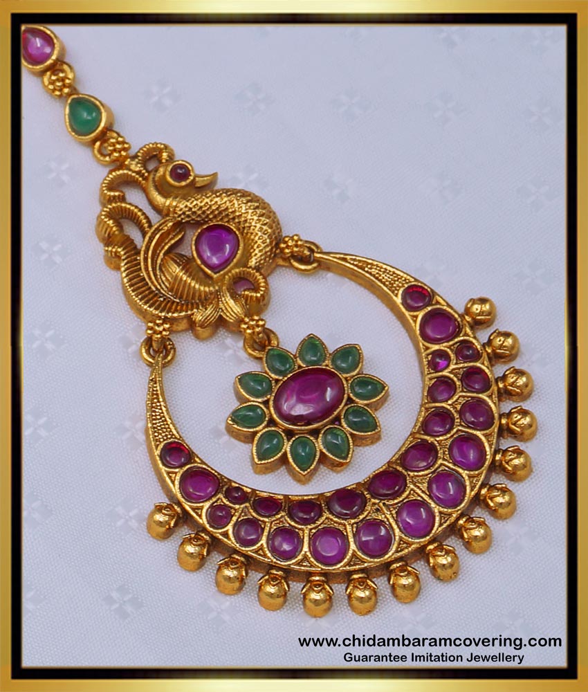 NCT239 - Premium Quality Nagas Jewellery Antique Peacock Design Panjabi Maang Tikka Online