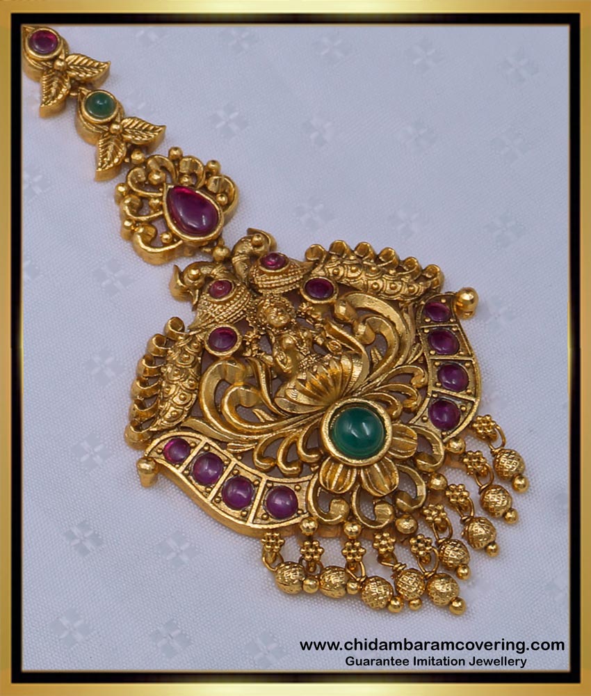 NCT242 - Premium Quality Antique Jewellery Lakshmi Model South Indian Nethichutti|Maang Tikka Online