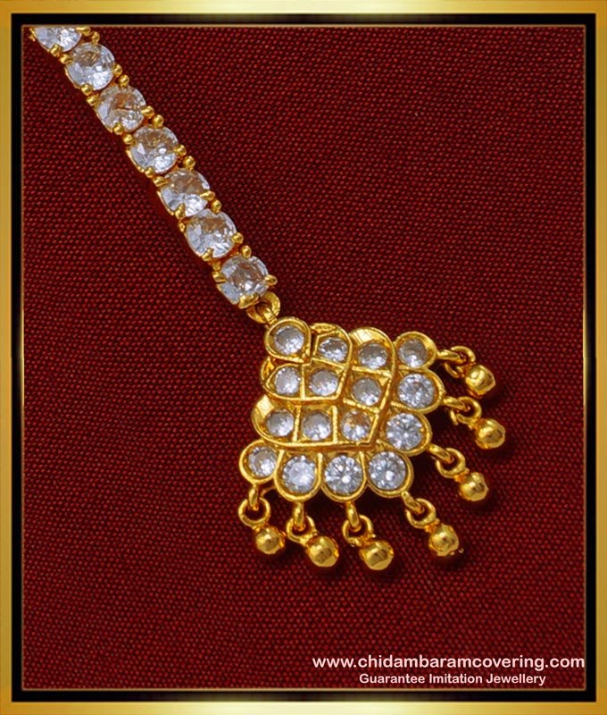NCT243 - Elegant American Diamond White Stone Maang Tikka Design Online
