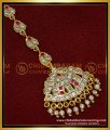 NCT254 - South Indian Bridal Jewellery White and Ruby Stone Maang Tikka    