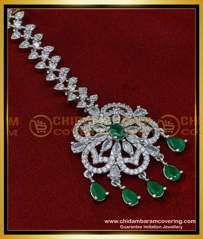 NCT257 - Elegant Flower Design Artificial Diamond Maang Tikka for Bride 