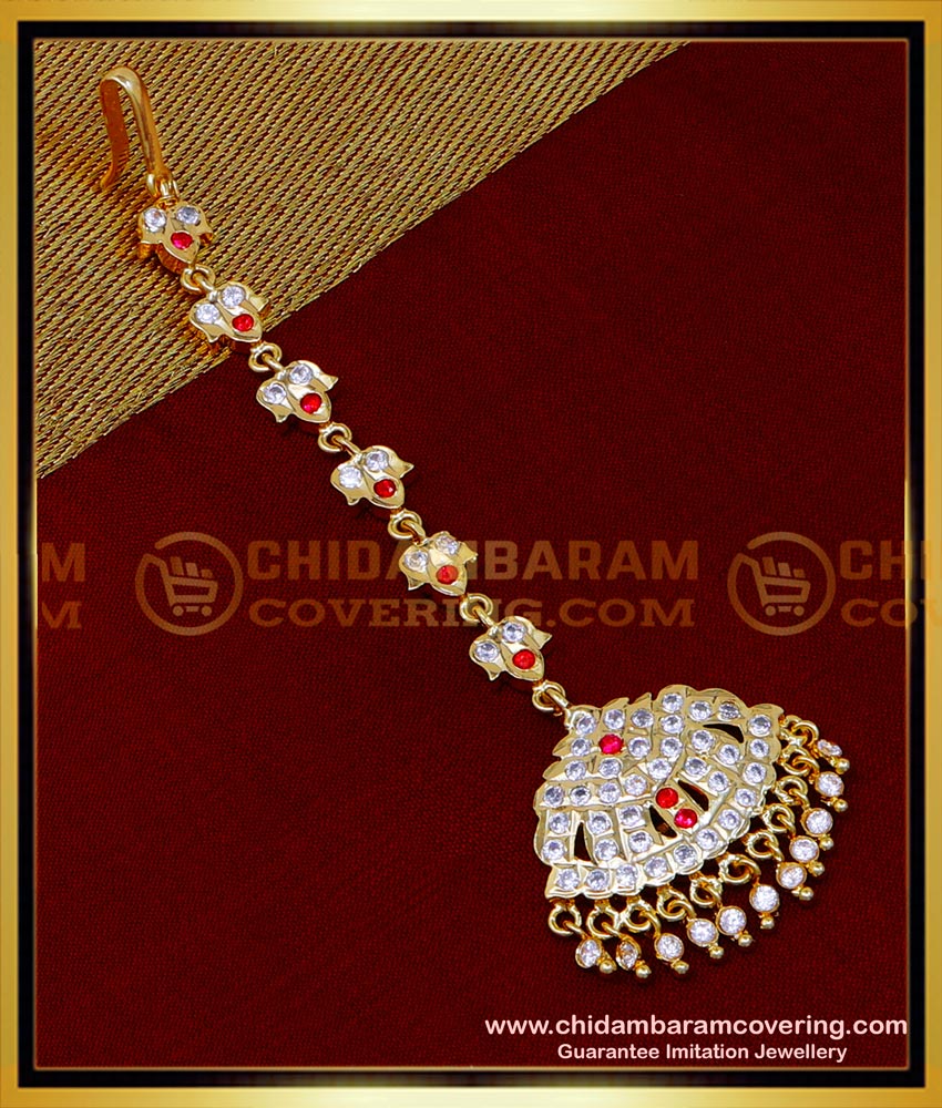 NCT264 - Impon White Stone Traditional Nethi Chutti for Wedding 