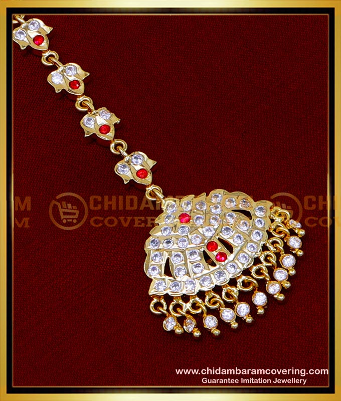 NCT264 - Impon White Stone Traditional Nethi Chutti for Wedding 