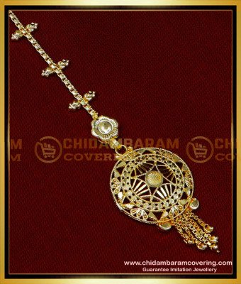 NCT269 - Simple Nethichutti Designs Light Weight Gold Plated Maang Tikka