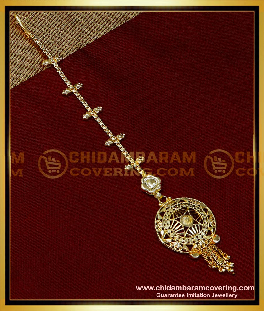 NCT269 - Simple Nethichutti Designs Light Weight Gold Plated Maang Tikka