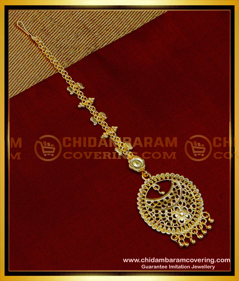 NCT271 - Bridal Wear Light Weight Gold Plated Maang Tikka Designs