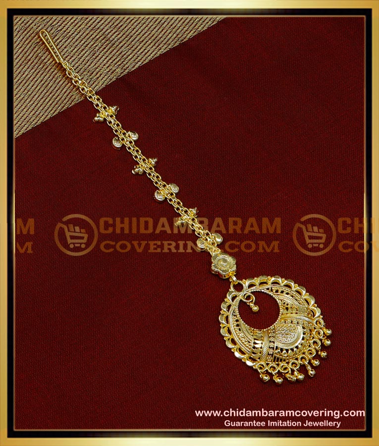 NCT272 - Latest Design Women Gold Plated Maang Tikka for Girls 