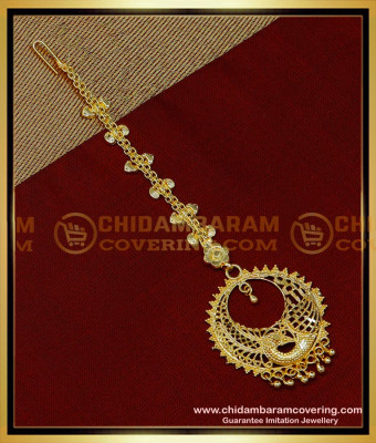 NCT275 - Unique Peacock Design Big Round Maang Tikka for Bride