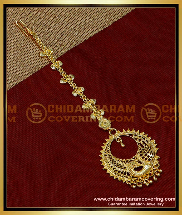 NCT275 - Unique Peacock Design Big Round Maang Tikka for Bride