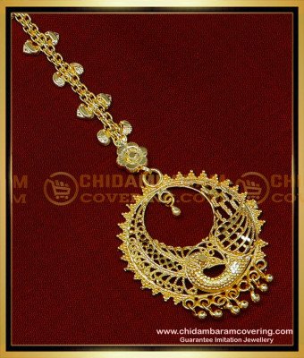 NCT275 - Unique Peacock Design Big Round Maang Tikka for Bride