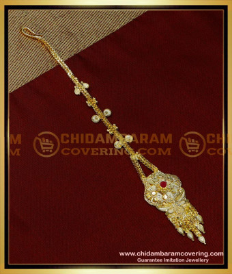 NCT280 - Gold Look Forming Gold Stone Bridal Maang Tikka Online