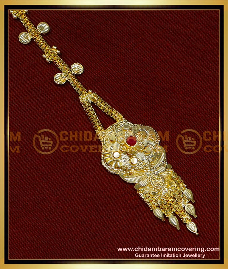 NCT280 - Gold Look Forming Gold Stone Bridal Maang Tikka Online