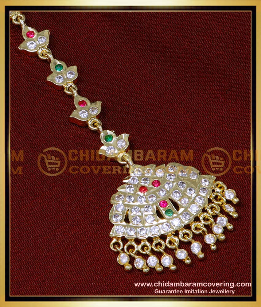 NCT294 - Bridal Wear Gold Design Impon 1 Gram Gold Maang Tikka Online
