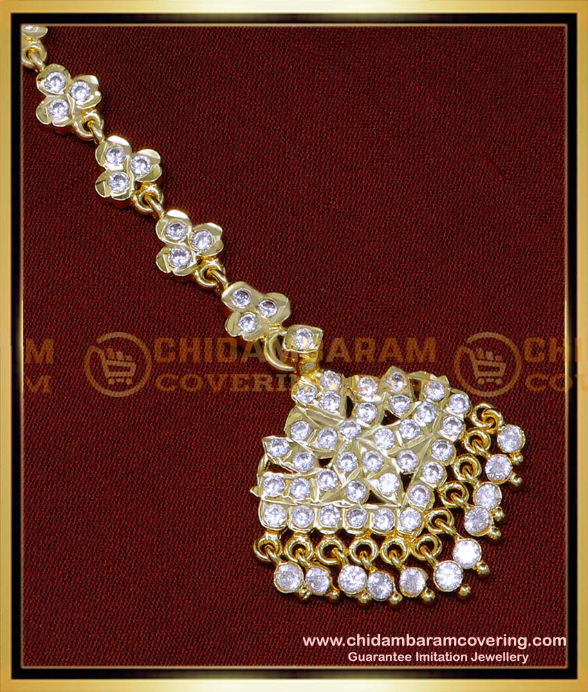 NCT299 - Gold Design White Stone Nethi Chutti Design Impon Jewellery 