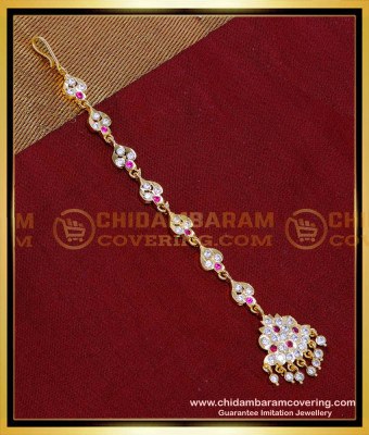 NCT312 - Gold Plated Stone Gold Maang Tikka Ka Design for Women